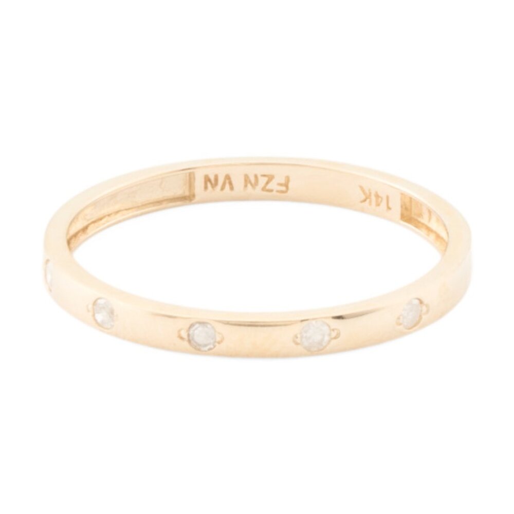 WHITE LOTUS Gold/Diamond 14kt Gold Diamond Sprinkle Band Ring